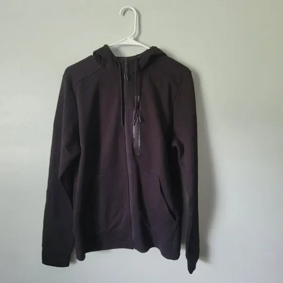 Member's Mark Black Hoodie Men's Small Full Zip Fleece Jacket w/ Pockets NWOT - Picture 1 of 5